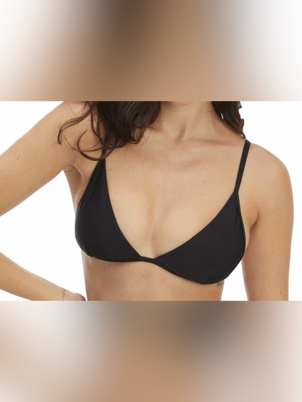 NWT Good American‎ Black Triangle Bikini Top Size 2 or Medium